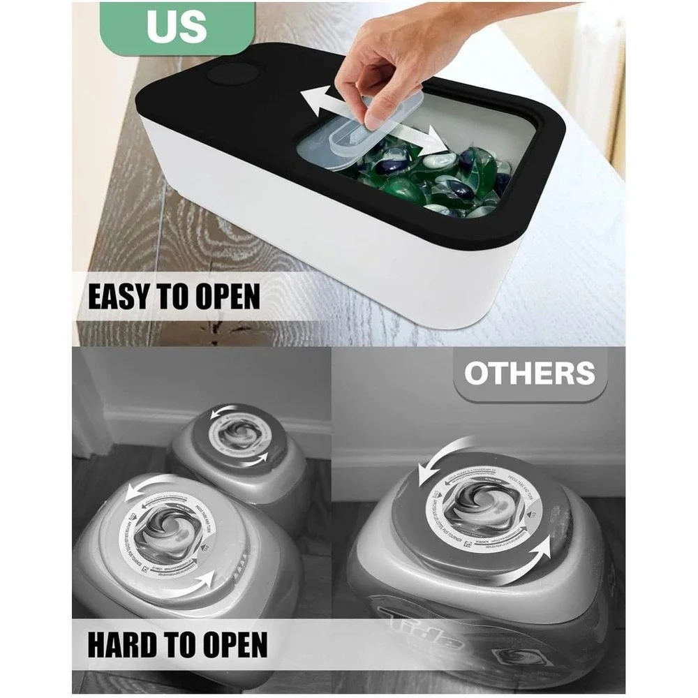 Large Laundry Pods Container with Sliding Lid, 15